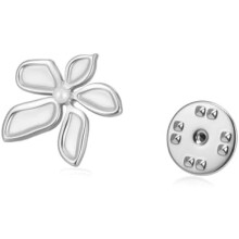 (Silber) KKJOY Minimalist Flower Brooch Stainless Steel Pin Trendy Accessory for Women Men Silver