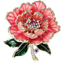 (Rosa-Pfingstrose-518) Elegant Pearl Bow Brooch for Women Alloy Rhinestone Brooch Simple Faux Pearl Pin for Wedding Party Gold
