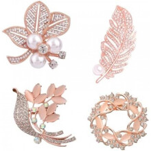 (Roségold341) Elegant Pearl Bow Brooch for Women Alloy Rhinestone Brooch Simple Faux Pearl Pin for Wedding Party Gold