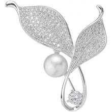 (Silber211) Elegant Pearl Bow Brooch for Women Alloy Rhinestone Brooch Simple Faux Pearl Pin for Wedding Party Gold