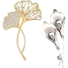 (Gold & Silber265) Elegant Pearl Bow Brooch for Women Alloy Rhinestone Brooch Simple Faux Pearl Pin for Wedding Party Gold