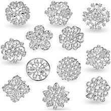 (Silber) 12Pcs Crystal Corsage Brooch Set Silver Tone Wedding Bouquet Decor Flower Pins for Women Dress