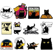 (Schwarze Katze) Sxutop Cute Enamel Pins Metal Brooch Badge DIY Decoration for Clothes Sweater Shirt Jacket Backpack Hat