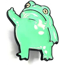 Funny Green Frog Middle Finger Attitude Meme Metal Lapel Pin Brooch