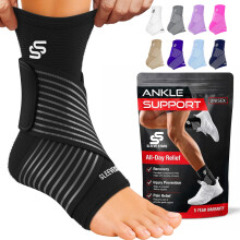 Sleeve Stars Ankle Brace Men & Women Support (Pair/M:10"-12"/Black)