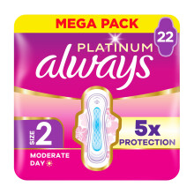 Always Platinum Long (Size 2) Sanitary Towels with Wings 22 Pads
