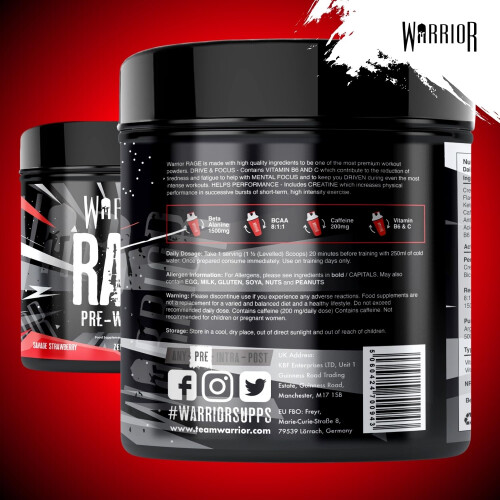 Warrior Warrior Rage Pre Workout Powder 392g High Strength Energy Supplement 1