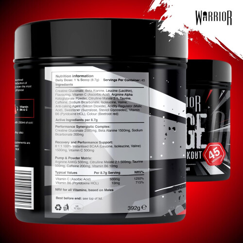 Warrior Warrior Rage Pre Workout Powder 392g High Strength Energy Supplement 2