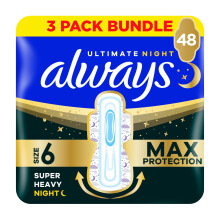 Always Sanitary Towels Ultimate Night Wings Size 6 16CT CSx3