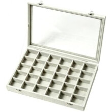 Uonguon Earring Organizer 30 Slots Necklace Display Tray Jewelry Storage Box for Women Girls Wife Mom Bedroom Dresser Grey