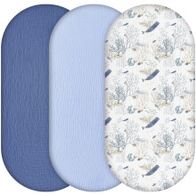 Yukkidds Moses Basket Sheets, Muslin Pram Bassinet Sheets Fitted 81x41 Baby