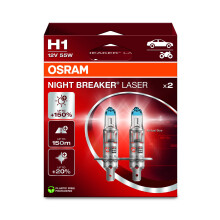 OSRAM NIGHT BREAKER LASER H1, +150% more brightness, halogen headlight lamp, 64150NL-2HB, 12V, Hanging folding box (2 lamps)