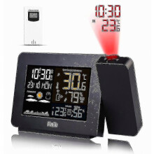 Réveil projecteur avec capteur sans fil extérieur intégré et station météo, double alarme pour chambre à coucher, compatible Walkbee E