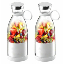 2X Portable Juice Blender Rechargeable Juicer Cup with Travel Cup and Lid for Making Juice and Smoothies 420ML AWhite szsh720