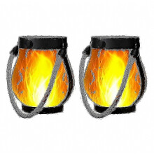 Lanterne solaire à flamme vacillante avec double chargement USB pour jardin extérieur