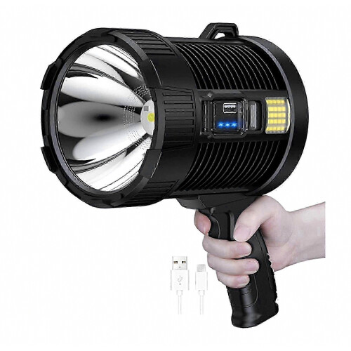 Compact Rechargeable LED Spotlight - Super Bright 100000 Lumens Flashlight for Emergency