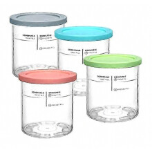 Lot de 4 récipients à glace pour sorbetière Ninja NC500, couvercle anti-feuilles, qualité alimentaire, format 710 ml (24 oz), utilisabl