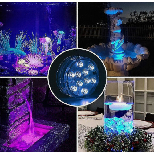 Lot de 4 lampes LED submersibles étanches avec télécommande pour salle de bain 2