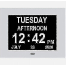 Horloge numérique pour personnes atteintes de démence, calendrier, affichage du jour et de la date, grand écran clair, sans abréviation