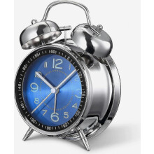 Réveil sonore pour adultes au sommeil profond, 10 cm, silencieux, à quartz, avec rétroéclairage et double sonnerie (bleue).