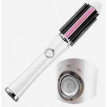 Oplaadbare draadloze verwarmde borstel voor haarstyling, draagbare mini ronde krultang voor op reis - S
