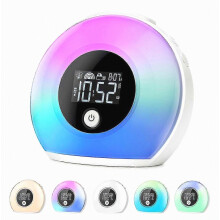 Réveil avec haut-parleur Bluetooth, veilleuse pour enfants, 4 niveaux de luminosité, réveil numérique pour enfants et adolescents - JA