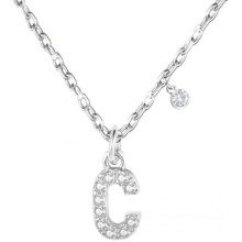 (C) GUOYU Initial Necklace for Women 925 Silver Letter Pendant with Zirconia A-Z Birthday Gift