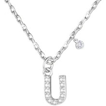 (U) GUOYU Initial Necklace for Women 925 Silver Letter Pendant with Zirconia A-Z Birthday Gift