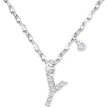 (Y) GUOYU Initial Necklace for Women 925 Silver Letter Pendant with Zirconia A-Z Birthday Gift