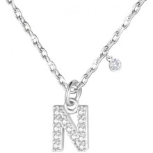 (N) GUOYU Initial Necklace for Women 925 Silver Letter Pendant with Zirconia A-Z Birthday Gift