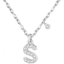 (S) GUOYU Initial Necklace for Women 925 Silver Letter Pendant with Zirconia A-Z Birthday Gift