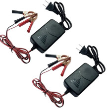 2pcs 12V 1A Motorcycle Charger Power Charging Adapter for Rechargeable 14.4V Two Wire Gel Lead Acid Batte US Plug