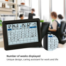 Alarm Clock Digital Calendar Wall Watch Week Number Thermometer Hygrometer Bedroom Desktop Clock 12/24 Hours Home
