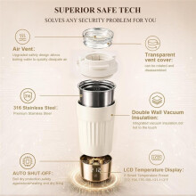 Dual Voltage Travel Electric Kettle, Portable Water Boiler with 6 Temp LCD Display, 400ml/ Gifts for Men Women, Eu Plug