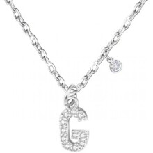 (G) GUOYU Initial Necklace for Women 925 Silver Letter Pendant with Zirconia A-Z Birthday Gift