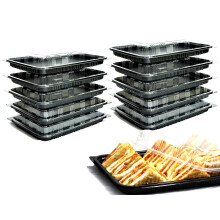 Zumart Pack of 10 Sandwich Platter Trays With lids - Reusable Plastic Catering T