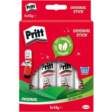 Pritt Glue Stick, Natural Craft Glue for Arts & Crafts, 5 x 43 g