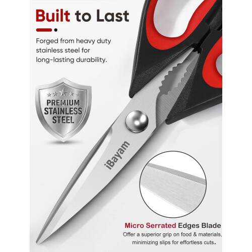 Kitchen Shears, 2-Pack Kitchen Scissors Heavy Duty Meat, Dishwasher Safe Cooking 1