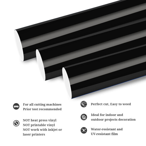 TECKWRAP Permanent Adhesive Vinyl 12" x 10ft, Glossy Black 1