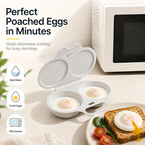 2PCS Microwave Egg Poacher, Egg Poacher Microwave For 2 Eggs，Dark Gray 1