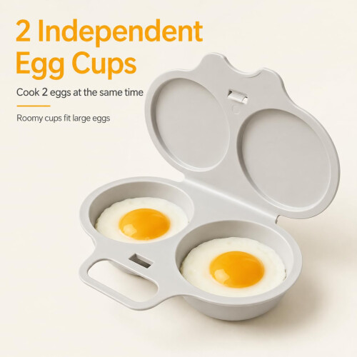 2PCS Microwave Egg Poacher, Egg Poacher Microwave For 2 Eggs，Dark Gray 2