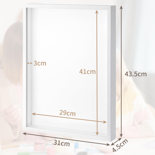 WISYOK 3D Shadow Box Frame, A3, 3 cm Deep, Wooden, Acrylic Panel, White 1