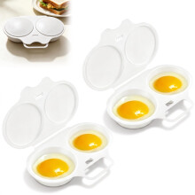 Microwave Egg Poacher With Lid & Handle, Dual Cavity Microwave Egg Cooker