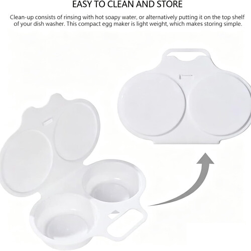 Microwave Egg Poacher With Lid & Handle, Dual Cavity Microwave Egg Cooker 1