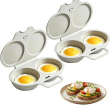 Microwave Egg Poacher With Lid & Handle, Dual Cavity Microwave Egg Cooker