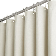 BTTN Linen Look Weighted Shower Curtain, Waterproof, 182x182cm, Light Cream