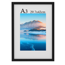 A3 Black Wooden Picture Frame with Perspex Glass - 29.7 x 42 cm Wall-Mounted Pho