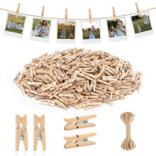 jijAcraft 2.5cm Mini Wooden Pegs: 300Pcs Mini Pegs for Hanging Photos Cards
