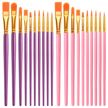 Artists Paint Brushes, 20 PCS Nylon Hair Acrylic Paint Brushes Set for Acrylic Oil Watercolor Gouache Painting Face Model (Pink + purple)