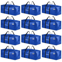 ClearSpace Heavy Duty Moving Bags or Storage Bins with Lids, Blue, 12 Pack